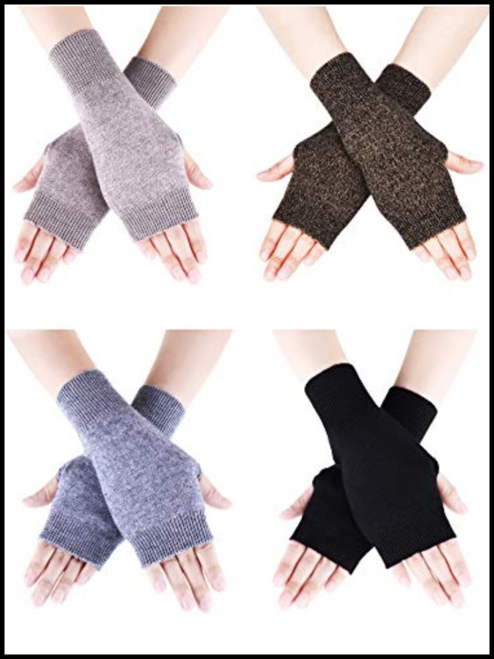 Wool Blend Fingerless Gloves Mitts Warm Winter Typing Mittens